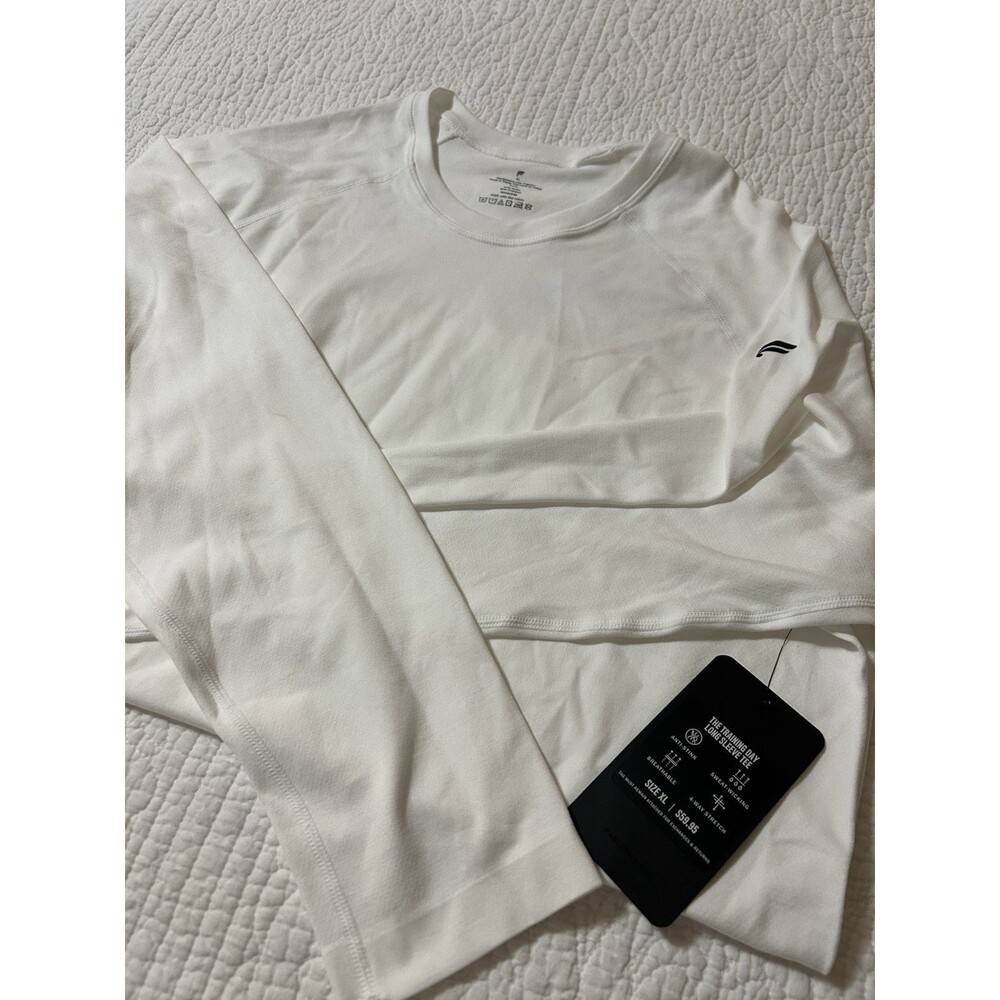 Fabletics Mens White Training Day Long Sleeve Tee Shirt NEW Tag XL